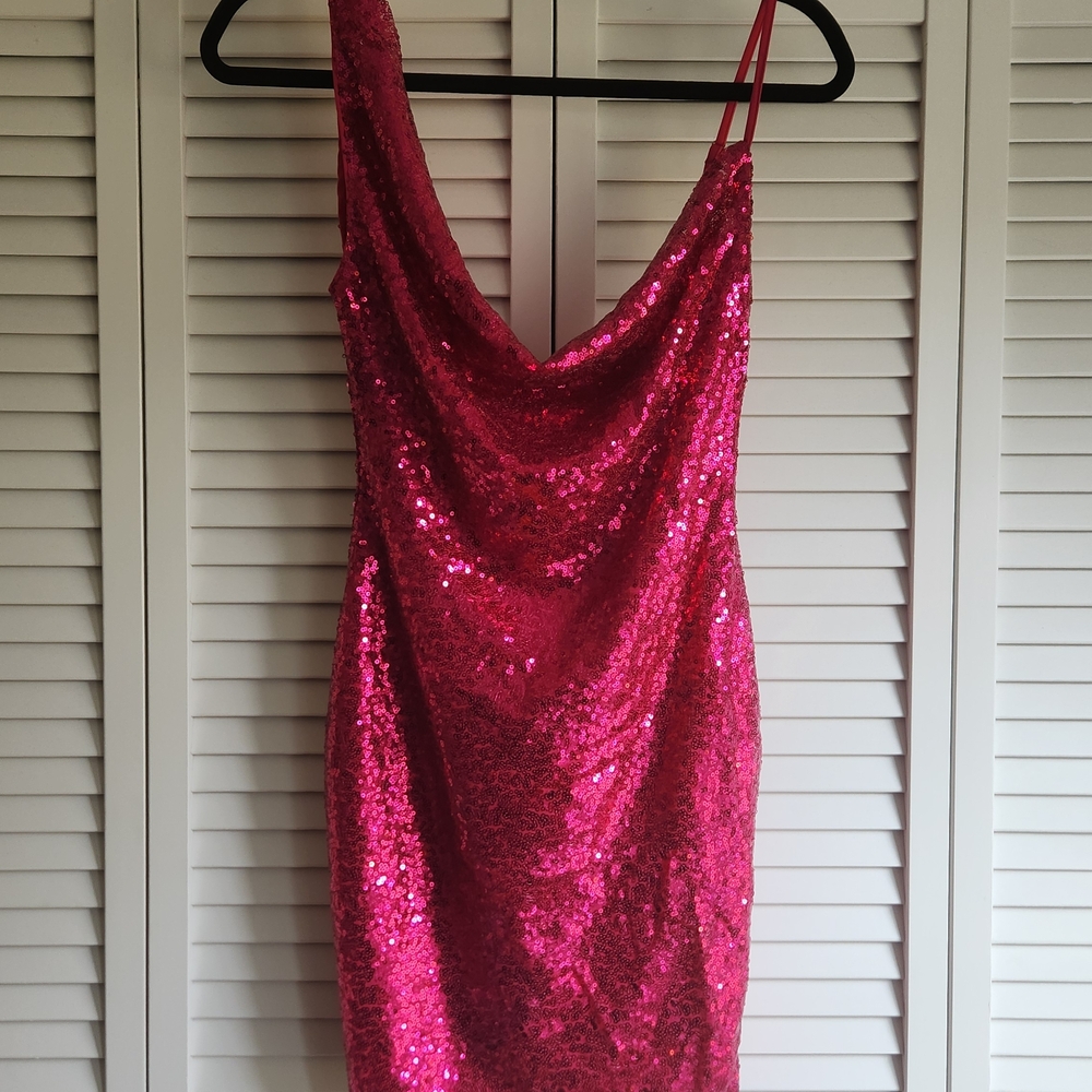 ☀️Forever 21 New Vibrant Pink Sequin Midi Dress